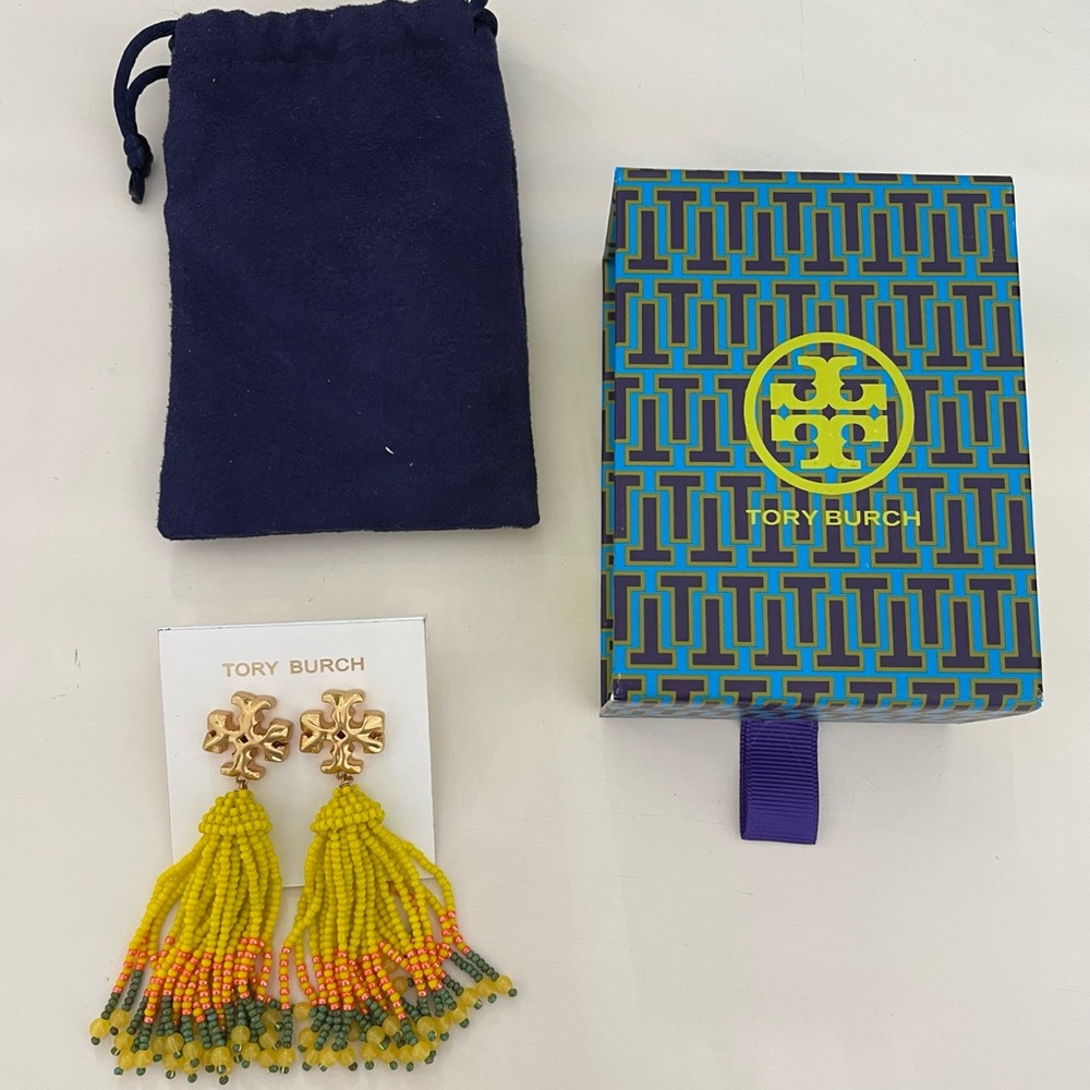 TORY BURCH ROXANNE BEADED TASSEL EARRING